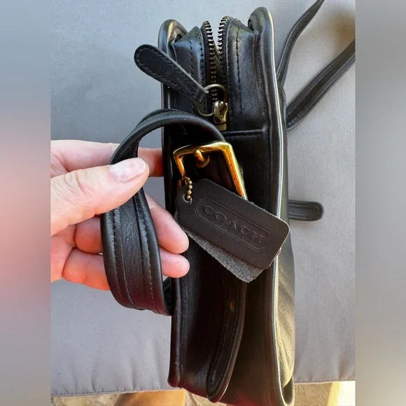 Vintage COACH 9168 Black Leather Crossbody Bag Made in USA 1990 Classic - Picture 12 of 16